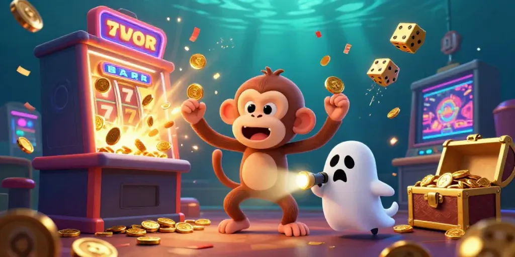 Experience thrilling b52 game action with golden coins, playful characters, and a lively casino atmosphere.