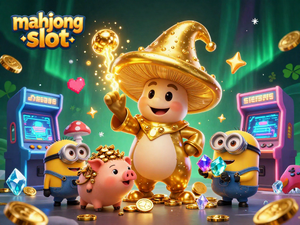 Create brilliant wins at Mahjong slot with this dynamic illustration featuring magical characters and casino elements.