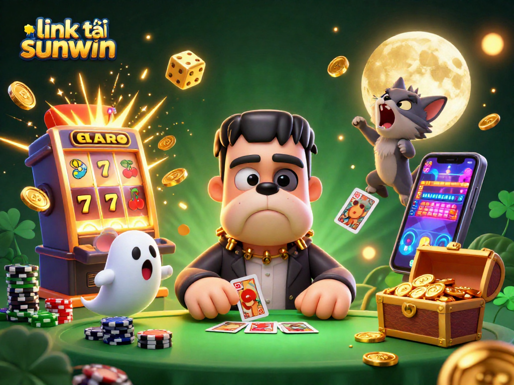 Join the fun with link tải sunwin at a spooky casino table featuring vibrant characters in action.