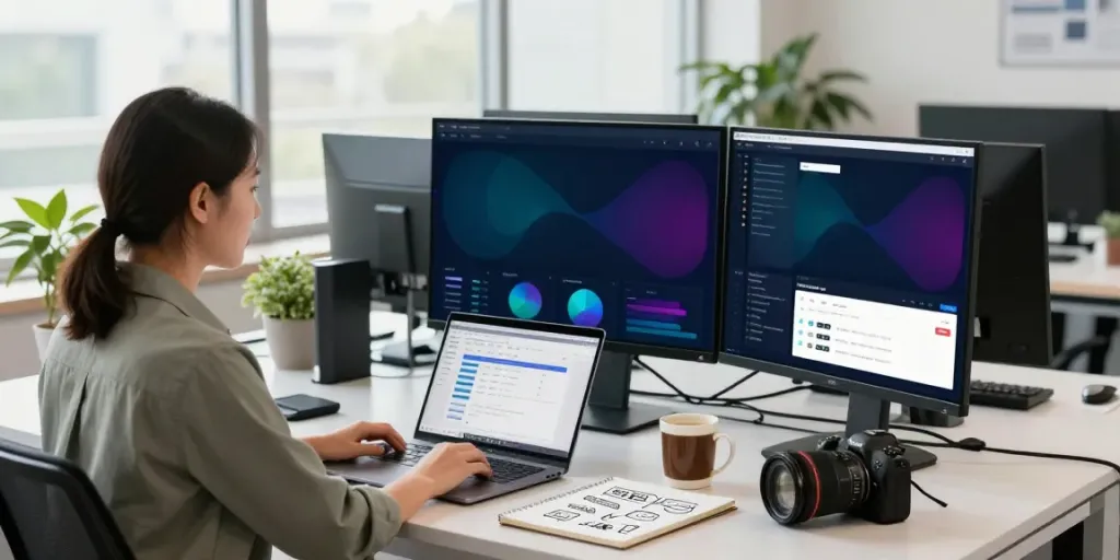SEO specialist analyzing instant indexing strategies in a modern office environment.