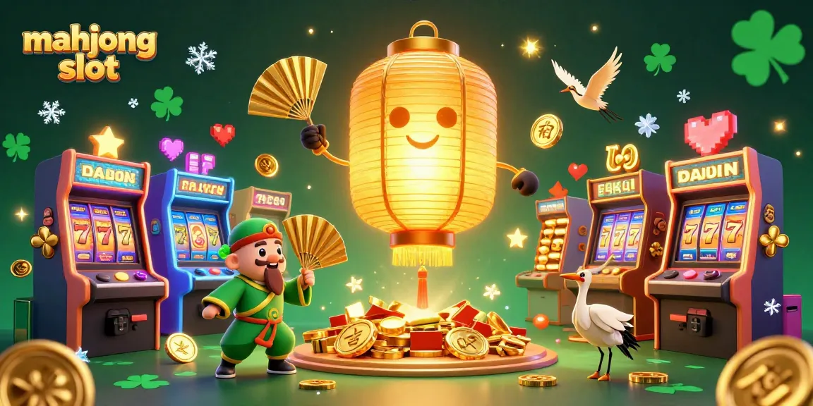 Experience thrilling mahjong slot adventures in a vibrant casino filled with lucky symbols.